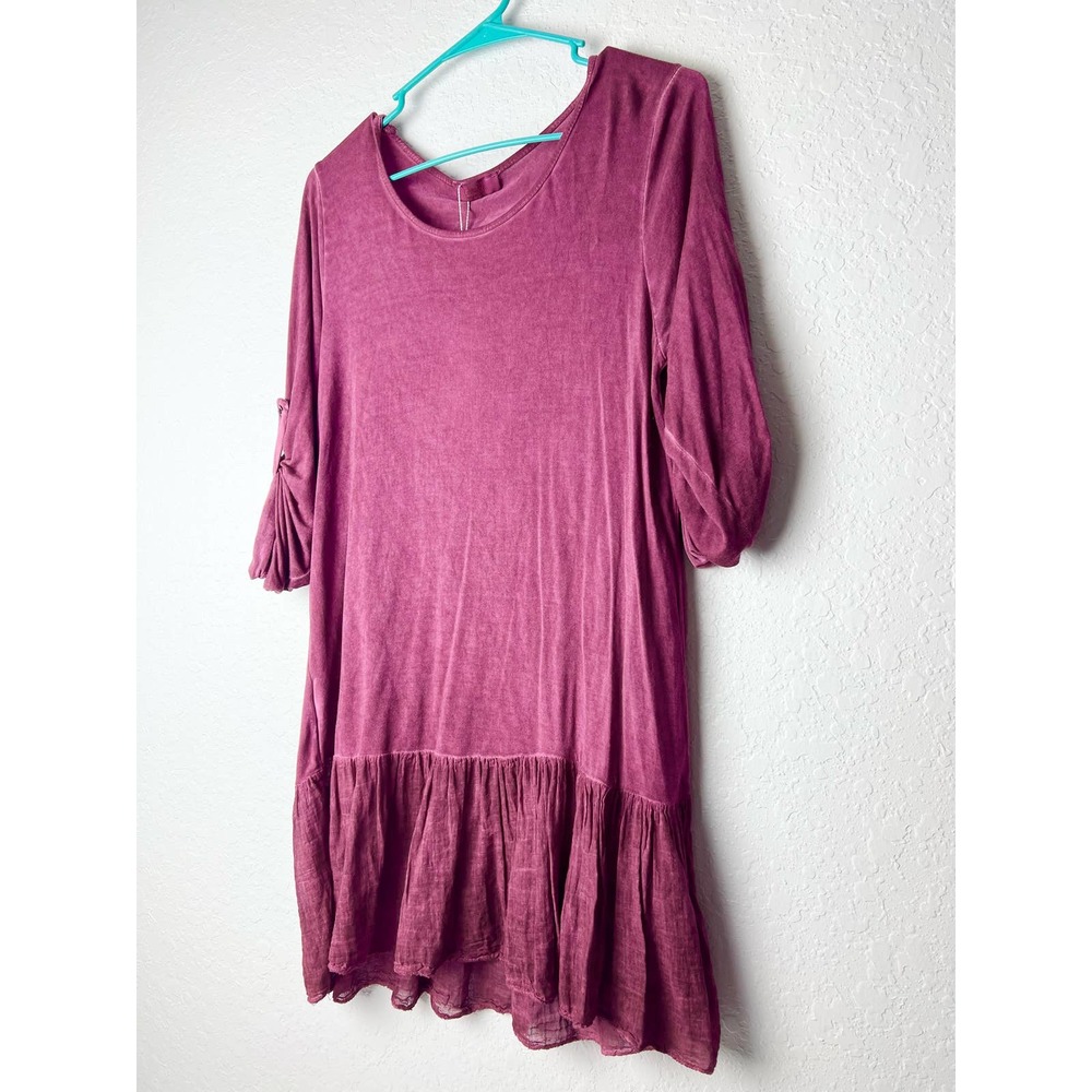 Scandal women’s tunic top 3/4 sleeve small / medium raspberry pink BoHo NWT